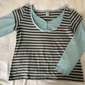 M&S Long-sleeved top in Blue and Brown